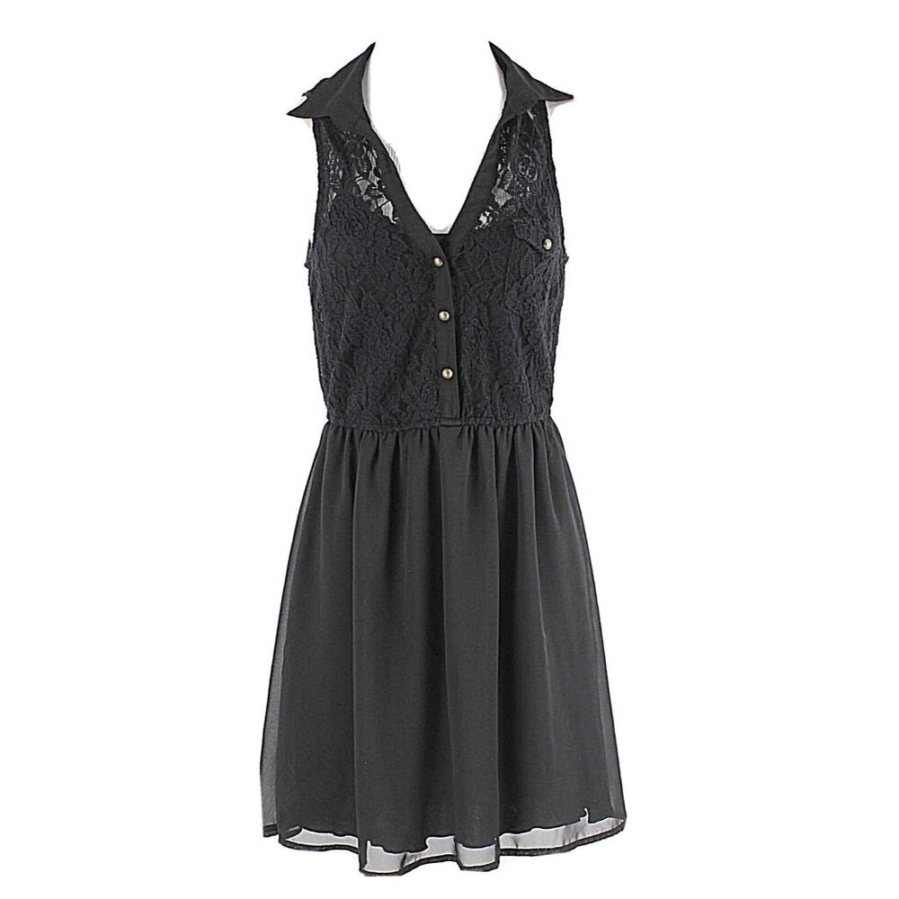 Speechless Sz S Black Lace Top Sheer Lined Skirt Poly Cotton Nylon Dress - Picture 2 of 5